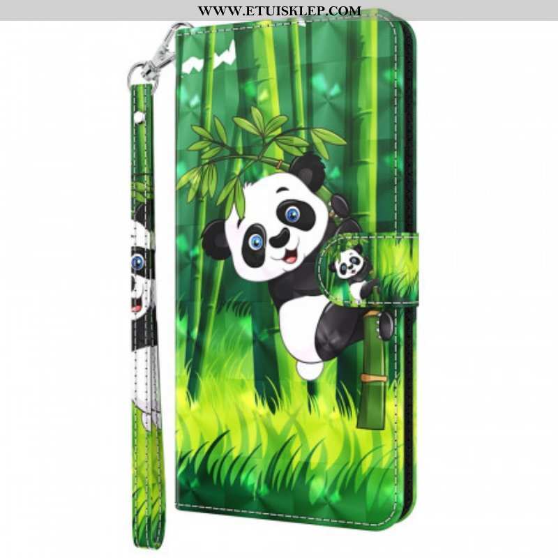 Etui Folio do Google Pixel 6A z Łańcuch Paskowata Panda